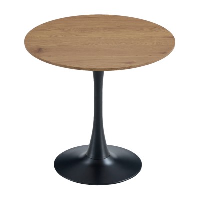 Masă de sufragerie, stejar/negru, diametru 80 cm, REVENTON NEW