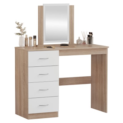 Masă de toaletă, stejar sonoma/alb, KLEVIS