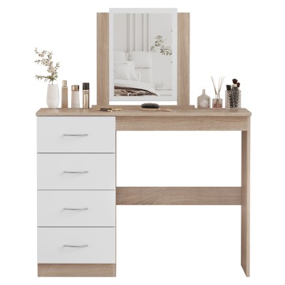 Masă de toaletă, stejar sonoma/alb, KLEVIS