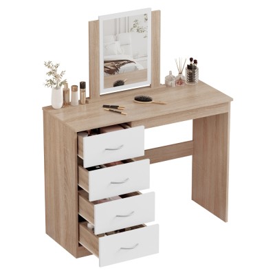 Masă de toaletă, stejar sonoma/alb, KLEVIS