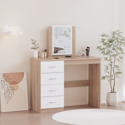 Masă de toaletă, stejar sonoma/alb, KLEVIS