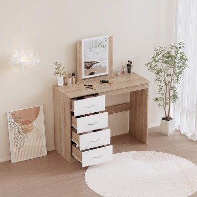 Masă de toaletă, stejar sonoma/alb, KLEVIS