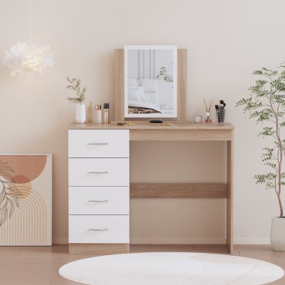 Masă de toaletă, stejar sonoma/alb, KLEVIS