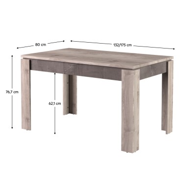 Masă dining extensibilă, castan Nairobi/onix, 130-175x80 cm, JESI NEW