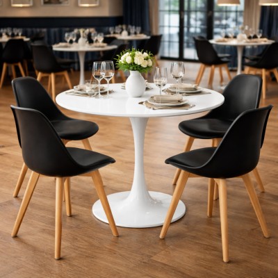 Masă dining, rundă, alb mat, diametru 110 cm, REVENTON NEW