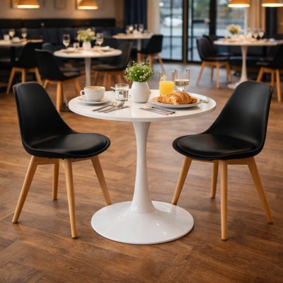 Masă dining, rundă, alb mat, diametru 80 cm, REVENTON NEW