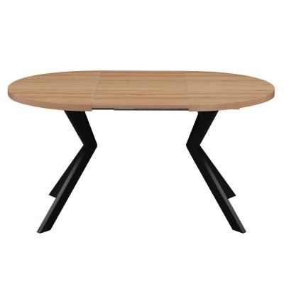Masă extensibilă de sufragerie, stejar deschis/negru, 100-250x75,5 cm, LUKOS