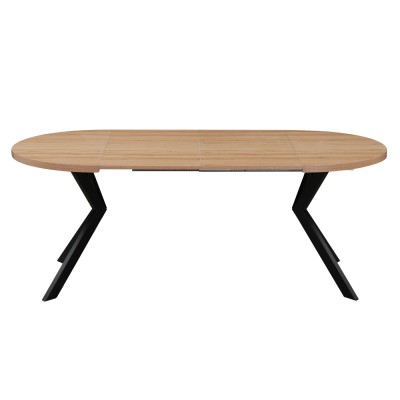 Masă extensibilă de sufragerie, stejar deschis/negru, 100-250x75,5 cm, LUKOS