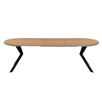 Masă extensibilă de sufragerie, stejar deschis/negru, 100-250x75,5 cm, LUKOS