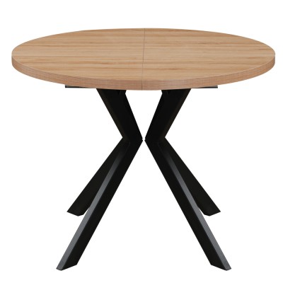 Masă extensibilă de sufragerie, stejar deschis/negru, 100-250x75,5 cm, LUKOS