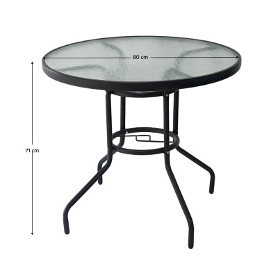 Masă grădină, oţel negru/sticlă securizată, BORGEN NEW TYP 2