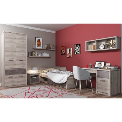 Masă PC 1D2S, castan Nairobi / onix, JESI NEW