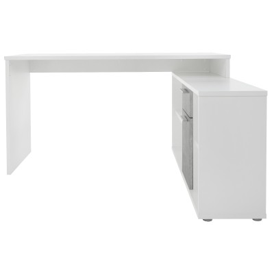 Masa PC de colț, alb/ ciment, NOE