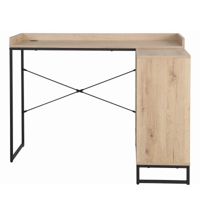 Masă PC de colţ, stejar/negru, ULOSTOL