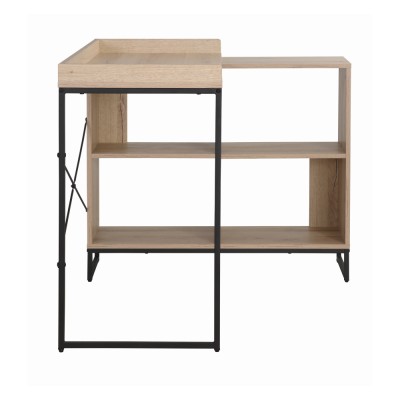 Masă PC de colţ, stejar/negru, ULOSTOL