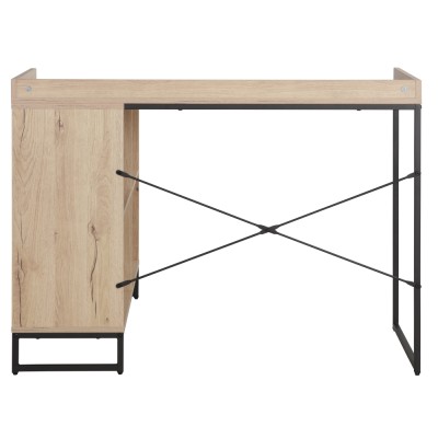 Masă PC de colţ, stejar/negru, ULOSTOL