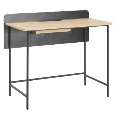 Masă PC, stejar/negru, KOMPUS