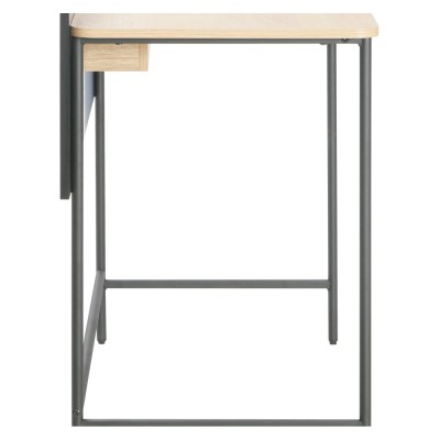 Masă PC, stejar/negru, KOMPUS