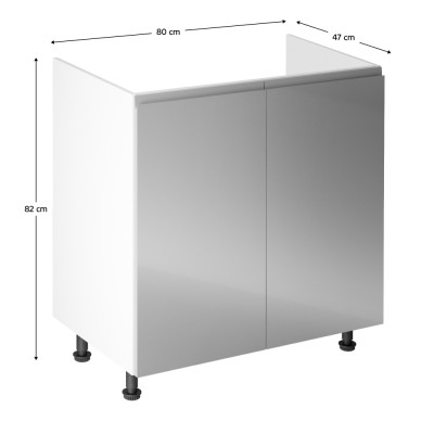 Mască pentru chiuvetă, alb/ gri extra lucios, bucătăria AURORA 