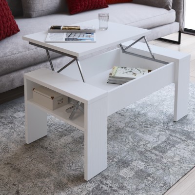 Măsuţă de cafea, alb, PULA