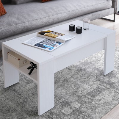 Măsuţă de cafea, alb, PULA