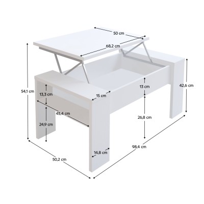 Măsuţă de cafea, alb, PULA