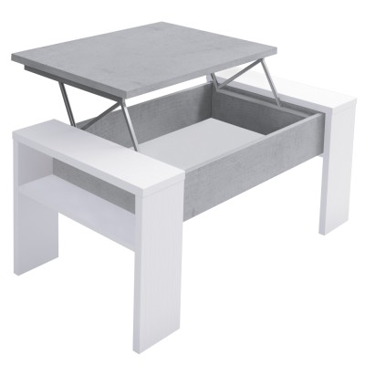 Măsuţă de cafea, alb/beton, PULA