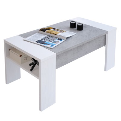 Măsuţă de cafea, alb/beton, PULA