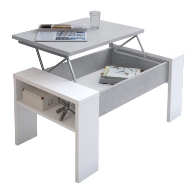 Măsuţă de cafea, alb/beton, PULA