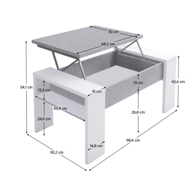 Măsuţă de cafea, alb/beton, PULA