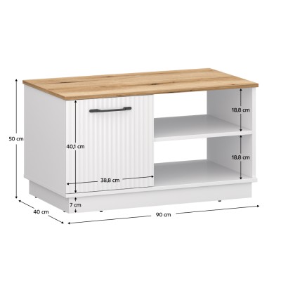 Măsuţă de cafea, alb/stejar evoke, VELIS 1D