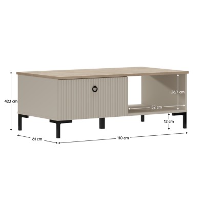 Măsuţă de cafea, gri-maroniu Taupe/stejar silverjack, DOMCA 1S