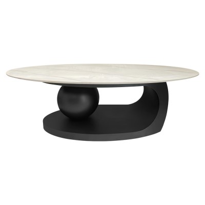 Măsuţă de cafea, imitaţie marmură/negru, AXEN