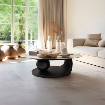 Măsuţă de cafea, imitaţie marmură/negru, AXEN