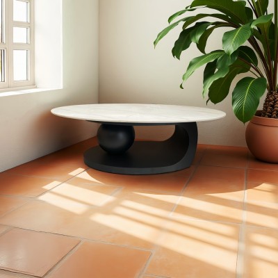 Măsuţă de cafea, imitaţie marmură/negru, AXEN