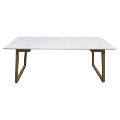 Măsuţă de cafea, marmură albă/fag, DEMIAN