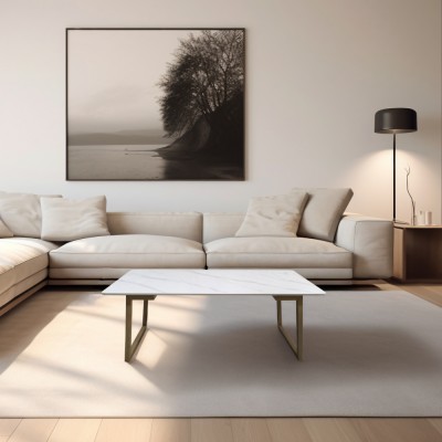 Măsuţă de cafea, marmură albă/fag, DEMIAN