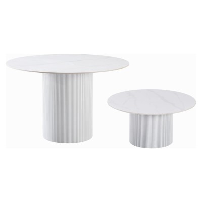 Măsuţă de cafea, marmură albă/MDF, diametru 80 cm, MAHIR TYP 1