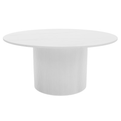 Măsuţă de cafea, marmură albă/MDF, diametru 80 cm, MAHIR TYP 1