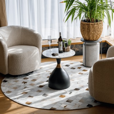 Măsuţă de cafea, marmură albă/negru/aur, ODIS NEW