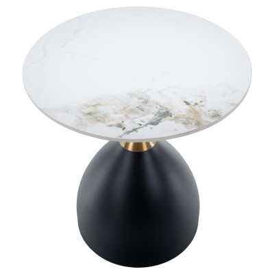 Măsuţă de cafea, marmură albă/negru/aur, ODIS NEW