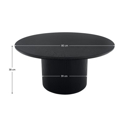 Măsuţă de cafea, negru, diametru 80 cm, MAHIR TYP 2
