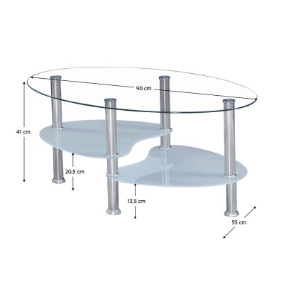 Măsuţă de cafea, oţel/ sticlă, MALIA