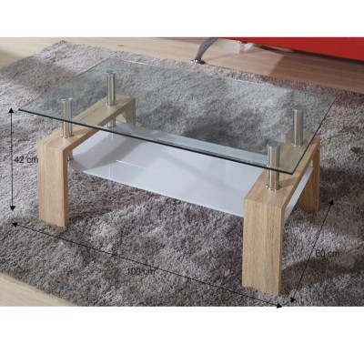 Măsuţă de cafea, sticlă/ stejar sonoma, LIBOR