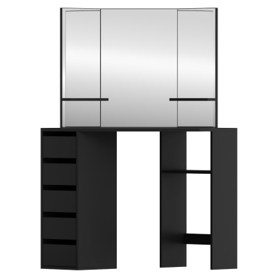 Măsuţă de toaletă de colţ, negru, ELIO