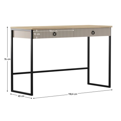 Măsuţă de toaletă, gri-maroniu Taupe/stejar silverjack, DOMCA 2S