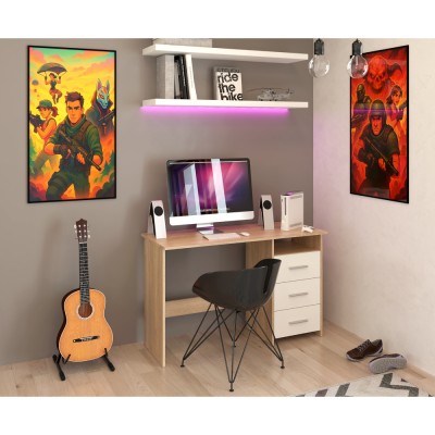 Măsuţa PC , stejar sonoma/alb, LARISTOTE NEW