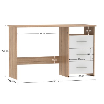 Măsuţa PC , stejar sonoma/alb, LARISTOTE NEW