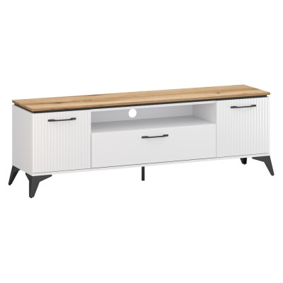 Măsuţă TV, alb/stejar evoke, VELIS 2D1S/170