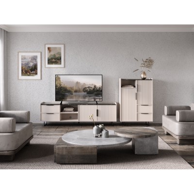 Măsuţă TV, caşmir/marmură închisă, FRESIO RTV2D2S